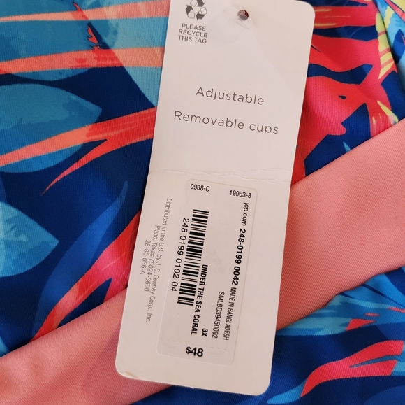 Peyton & Parker Swim Tankini Top Womens 3X Floral Tropical Halter Tie Neck Beach - Picture 7 of 9